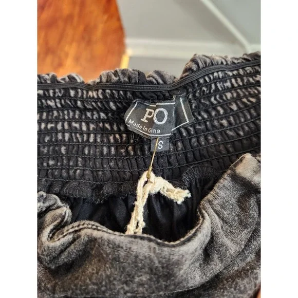 New Pol Womens Black Highlow Destressed Stretch Skirt Western Boho festival - Picture 4 of 7